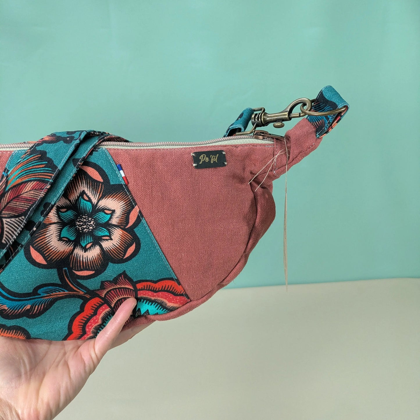 Sac demi-lune coton brique Po'fil