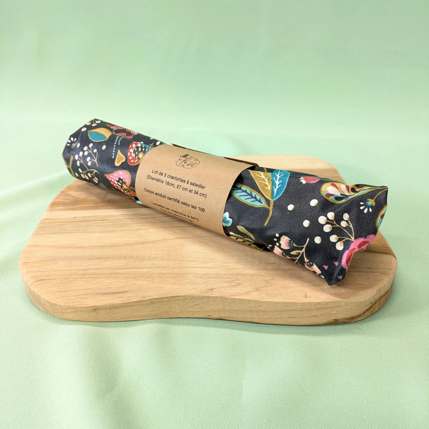 Charlotte à saladier, tissu ancolie ardoise Po'fil