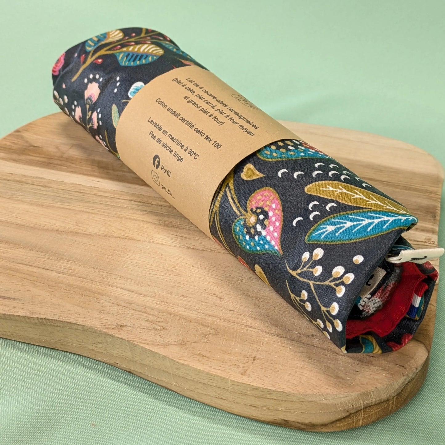 Couvre plat, tissu Ancolie ardoise Po'fil