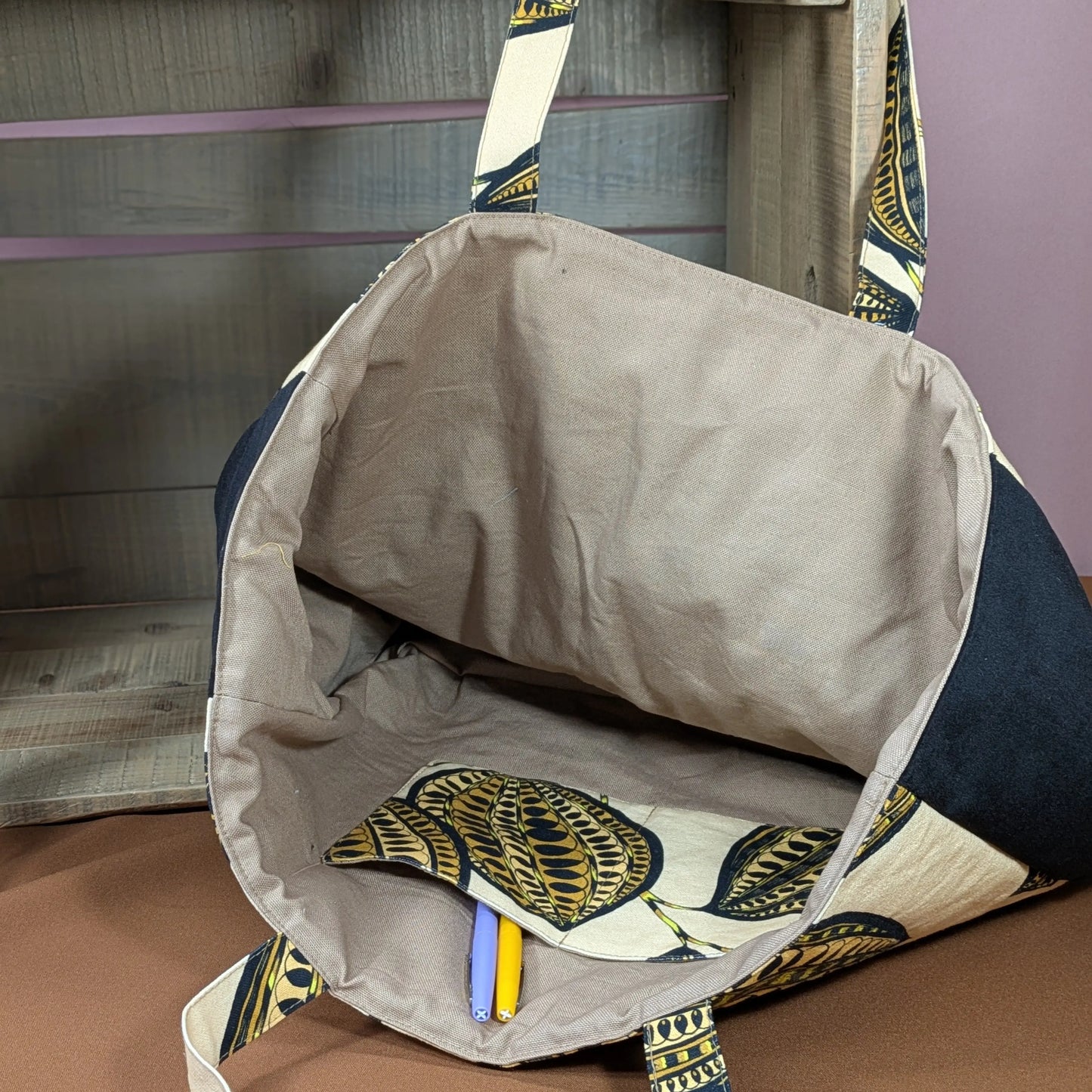 Sac cabas matelassé, tissu Fanny Po'fil