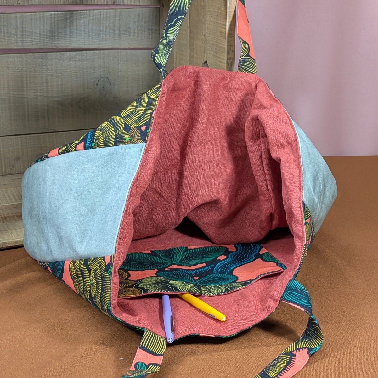 Sac cabas matelassé, tissu Kew gardens Grand Po'fil