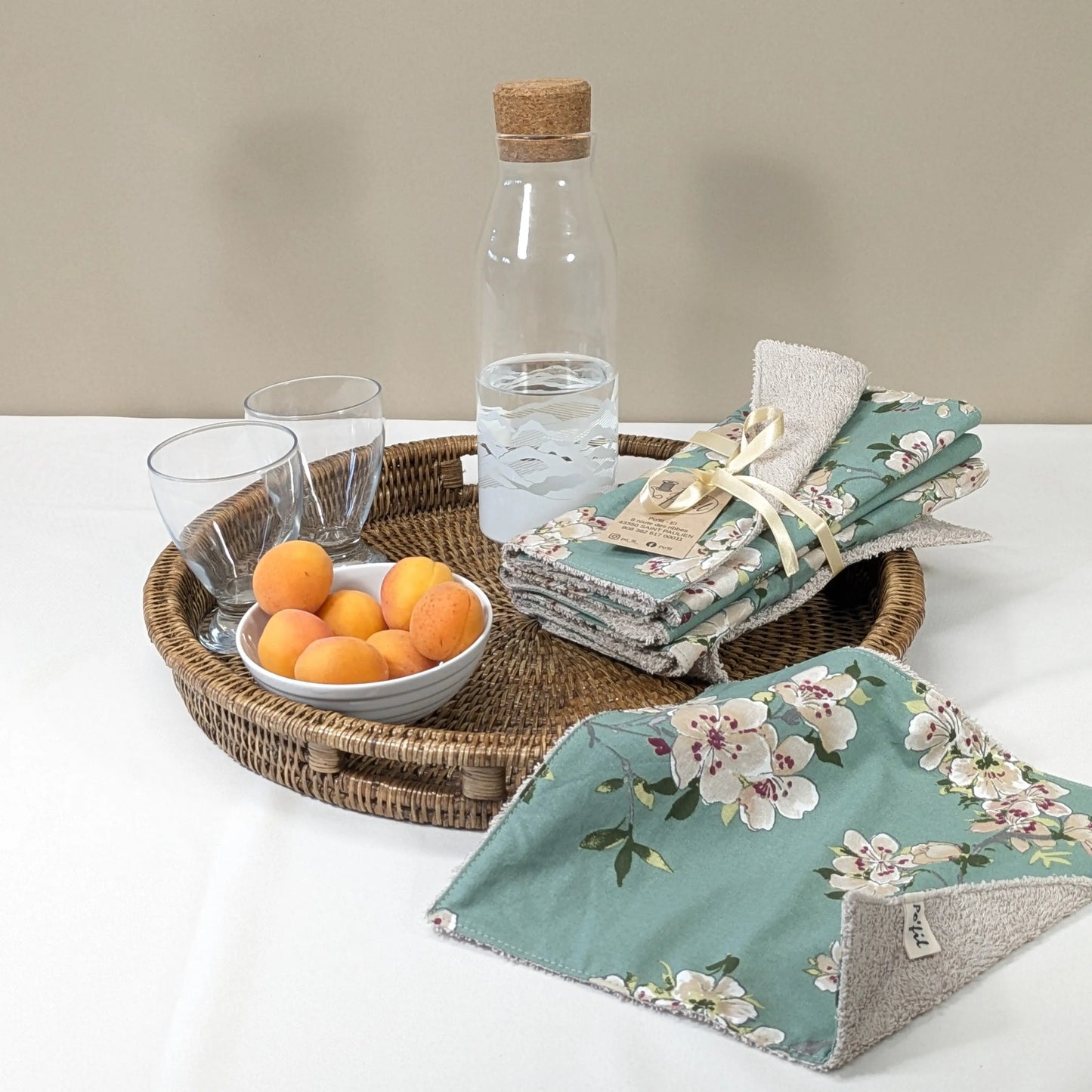 Lot de 8 feuilles d'essuie tout lavables, tissu Prunus Po'fil