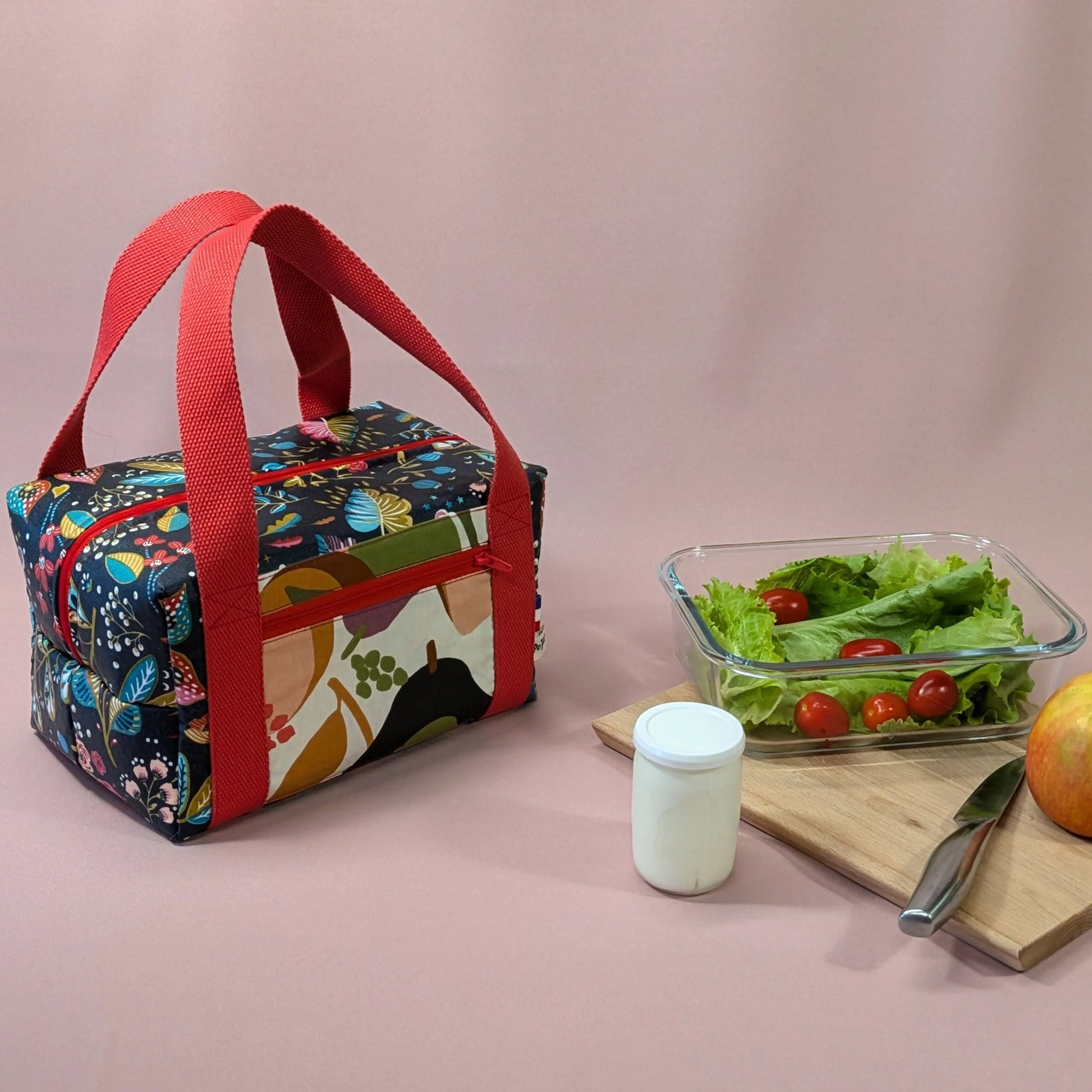 Lunch bag isotherme, tissu ancolie ardoise Po'fil
