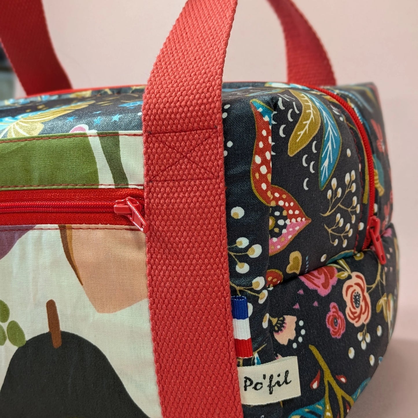 Lunch bag isotherme, tissu ancolie ardoise Po'fil