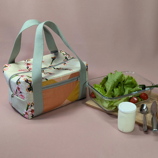 Lunch bag isotherme, tissu fleurs de cerisiers Po'fil