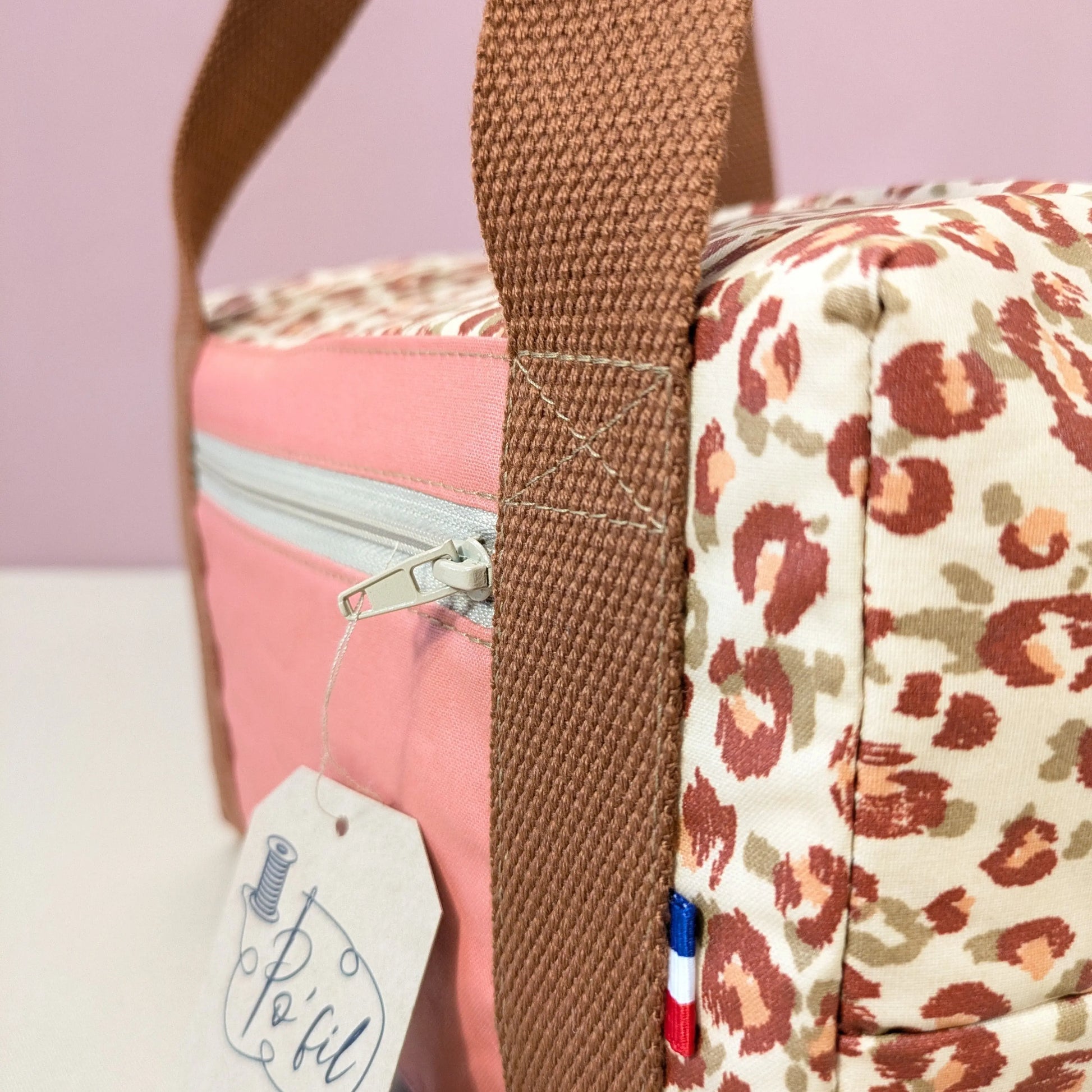 Lunch bag isotherme, tissu karli beige kaki Po'fil