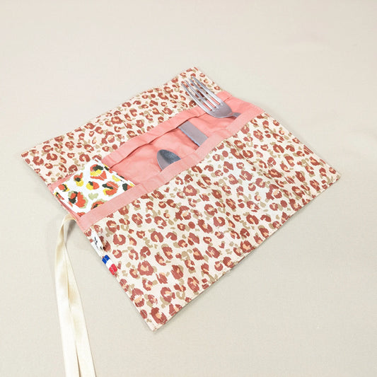 Pochette à couverts, tissu Karli beige kaki Po'fil