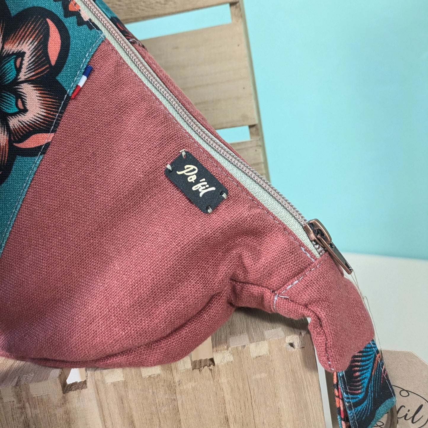 Sac demi-lune coton brique Po'fil