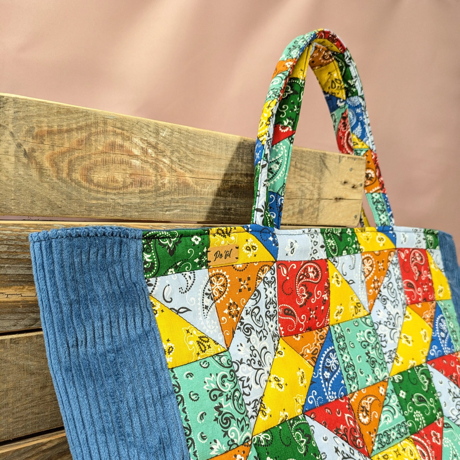 Sac cabas matelassé, tissu bandana Po'fil