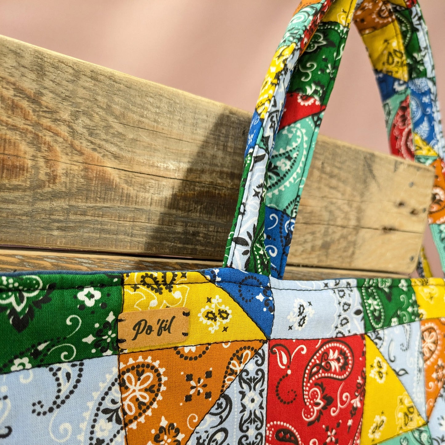 Sac cabas matelassé, tissu bandana Po'fil