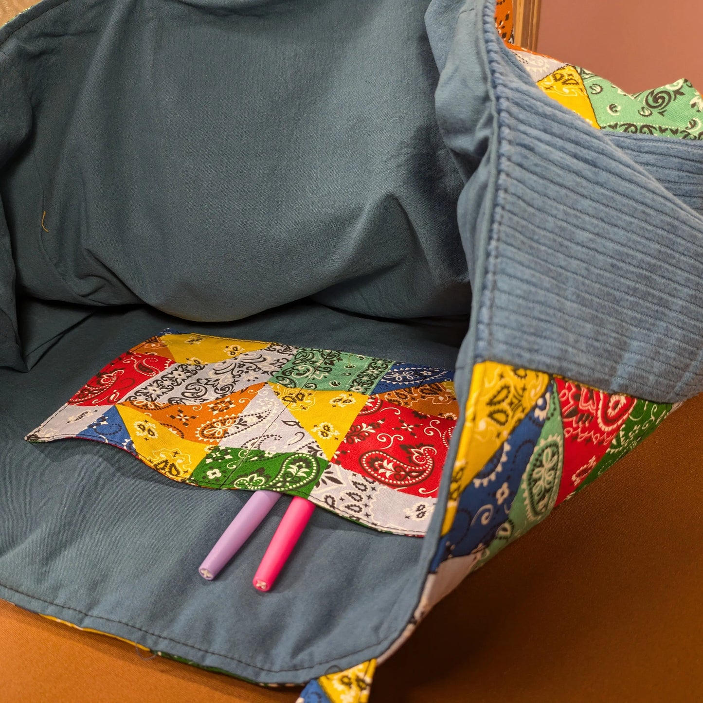 Sac cabas matelassé, tissu bandana Po'fil