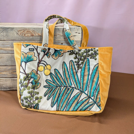 Sac cabas, tissu velours ras Victoria fond ficelle Po'fil