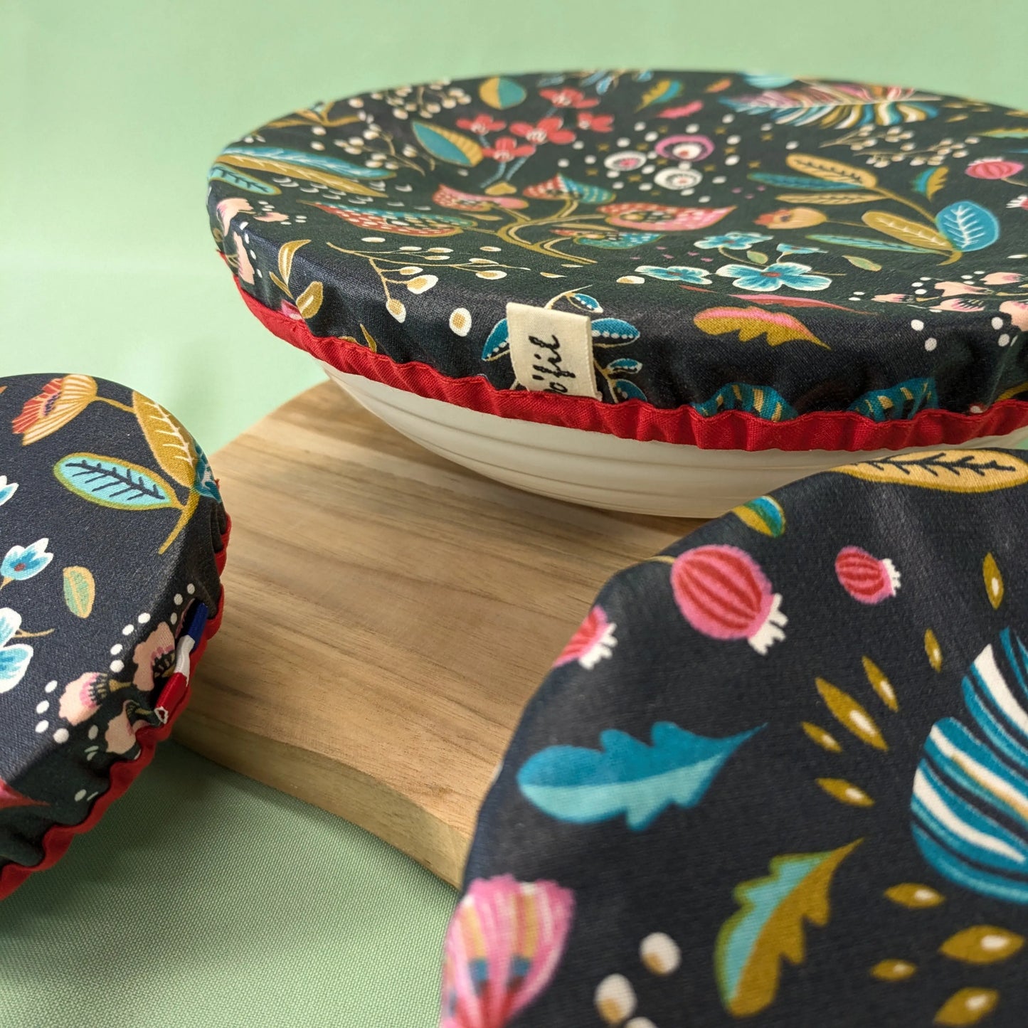 Charlotte à saladier, tissu ancolie ardoise Po'fil