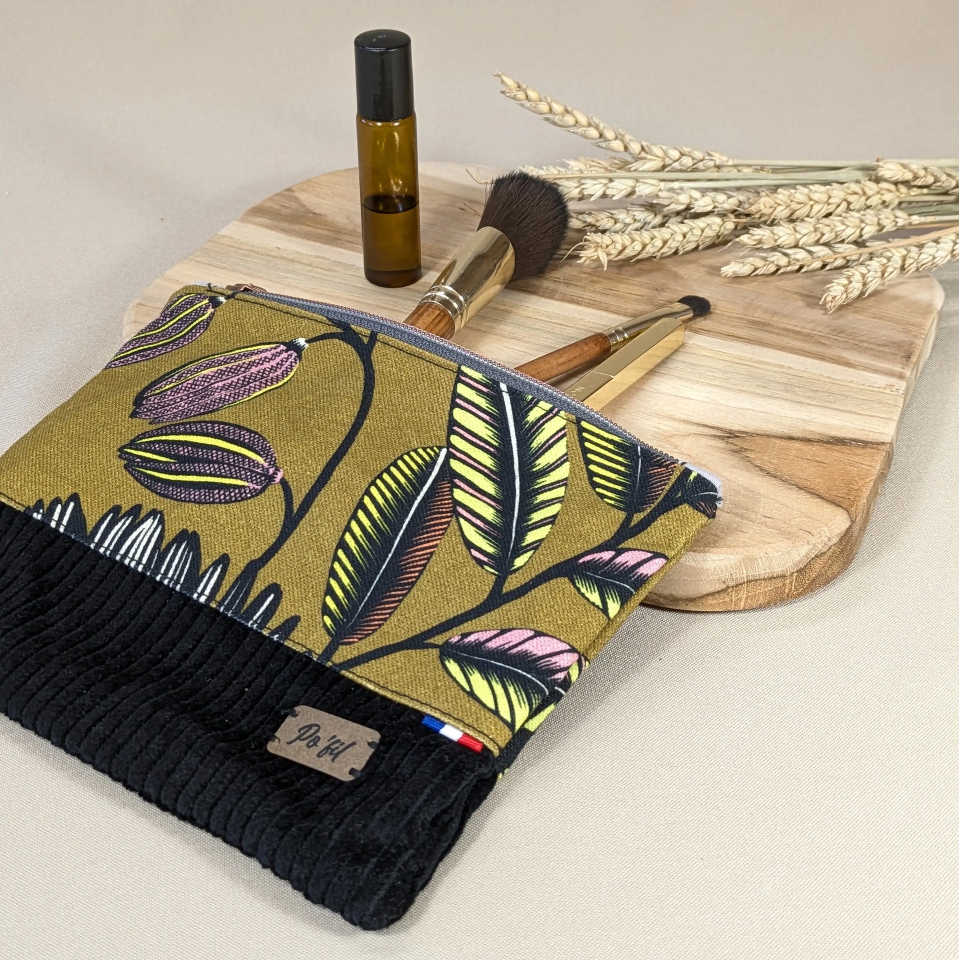 Pochette plate velours côtelé noir Po'fil