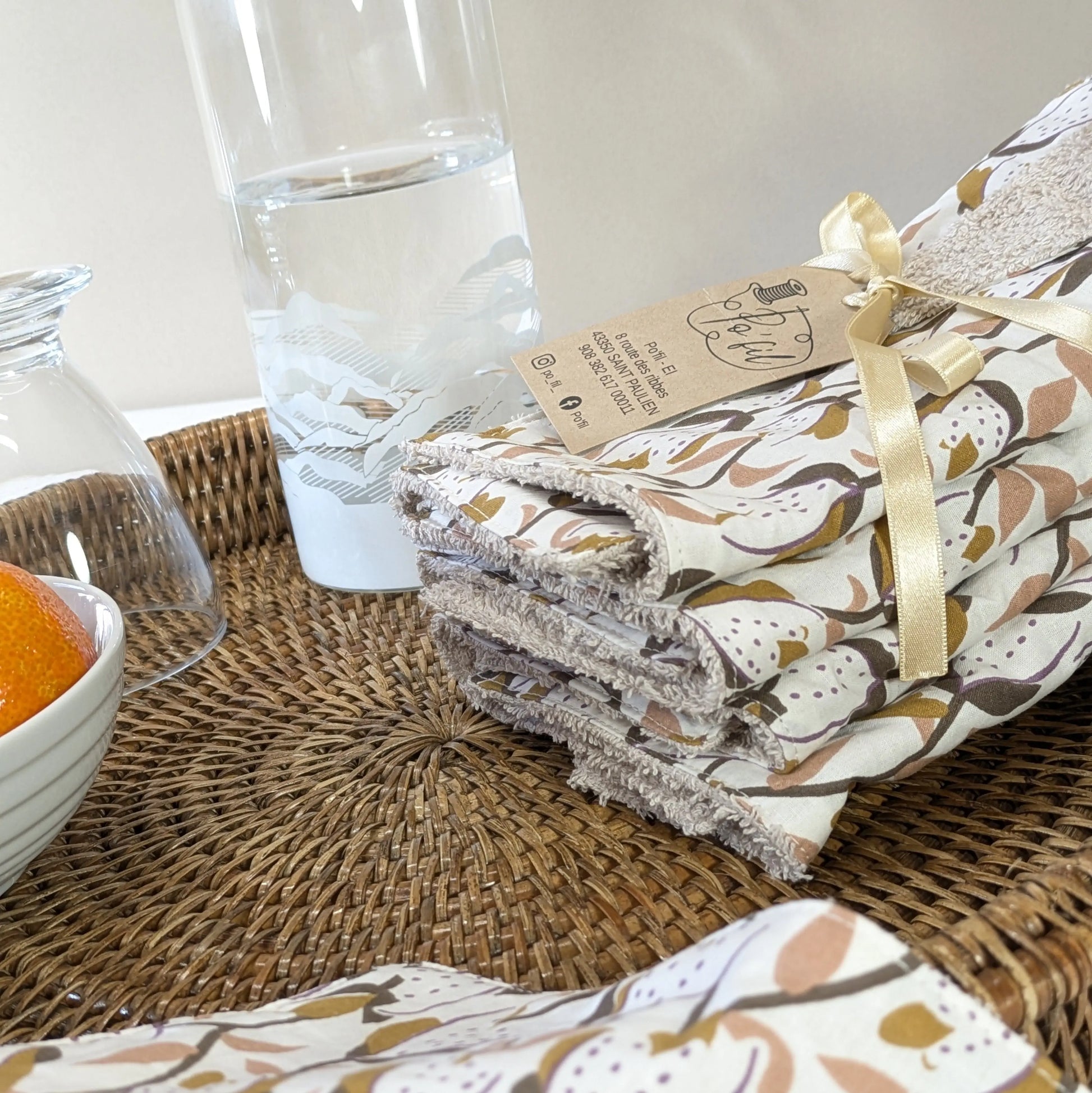 Lot de 8 feuilles d'essuie tout lavables, tissu Zynium écru Po'fil