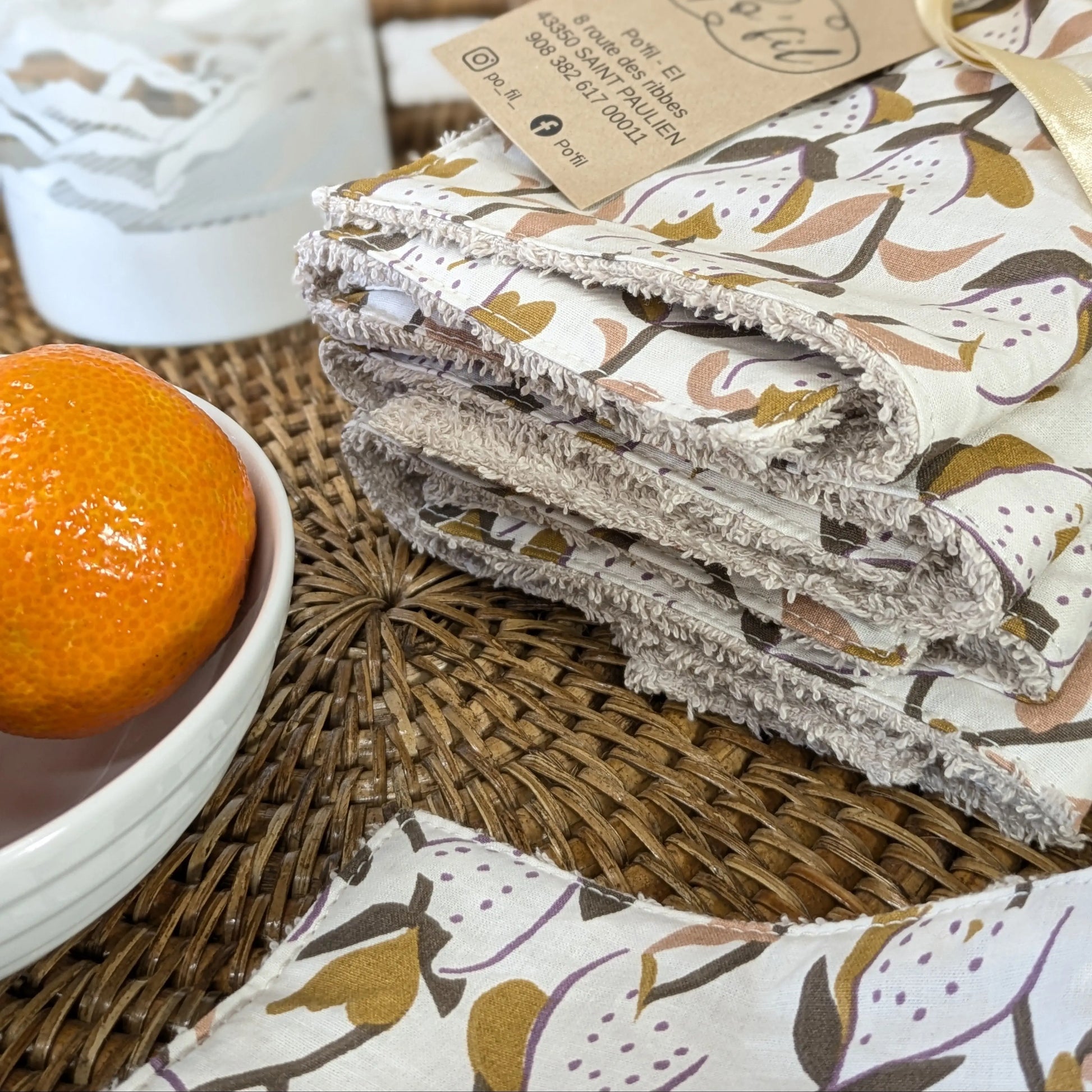 Lot de 8 feuilles d'essuie tout lavables, tissu Zynium écru Po'fil