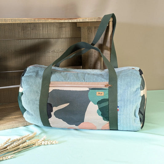 Sac polochon en velours côtelé menthe Po'fil