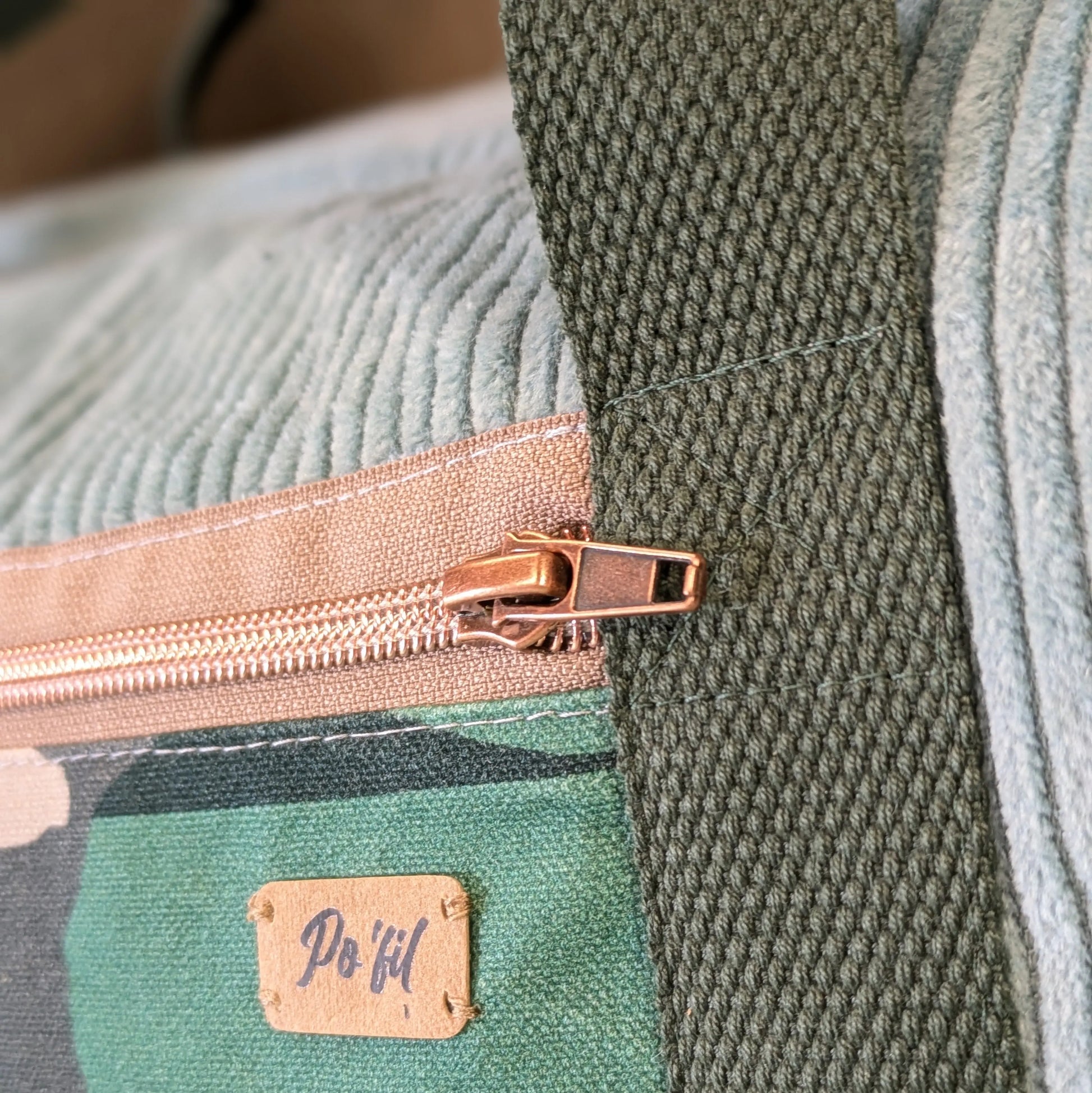 Sac polochon en velours côtelé menthe Po'fil