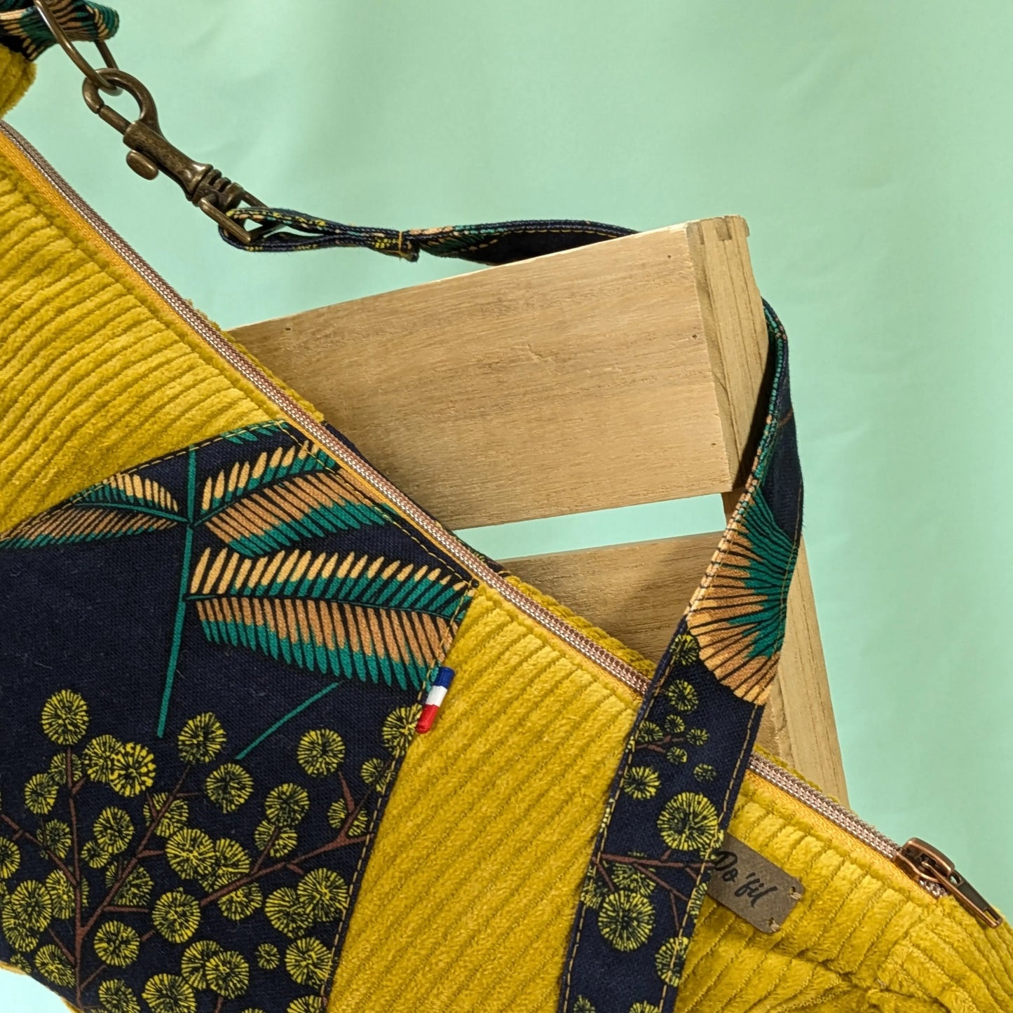 Sac demi-lune velours cotelé jaune moutarde Po'fil