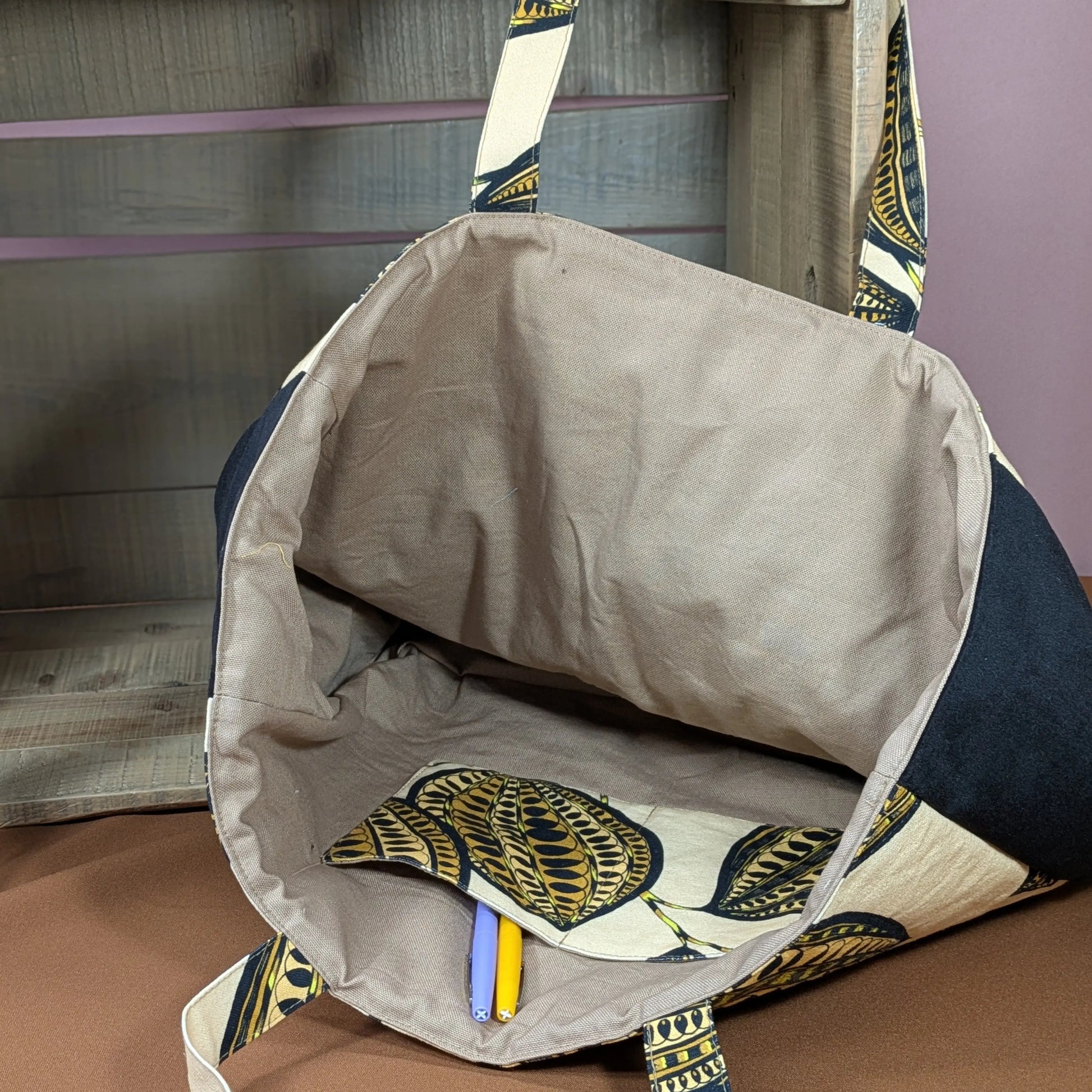 Sac cabas matelassé, tissu Fanny Po'fil