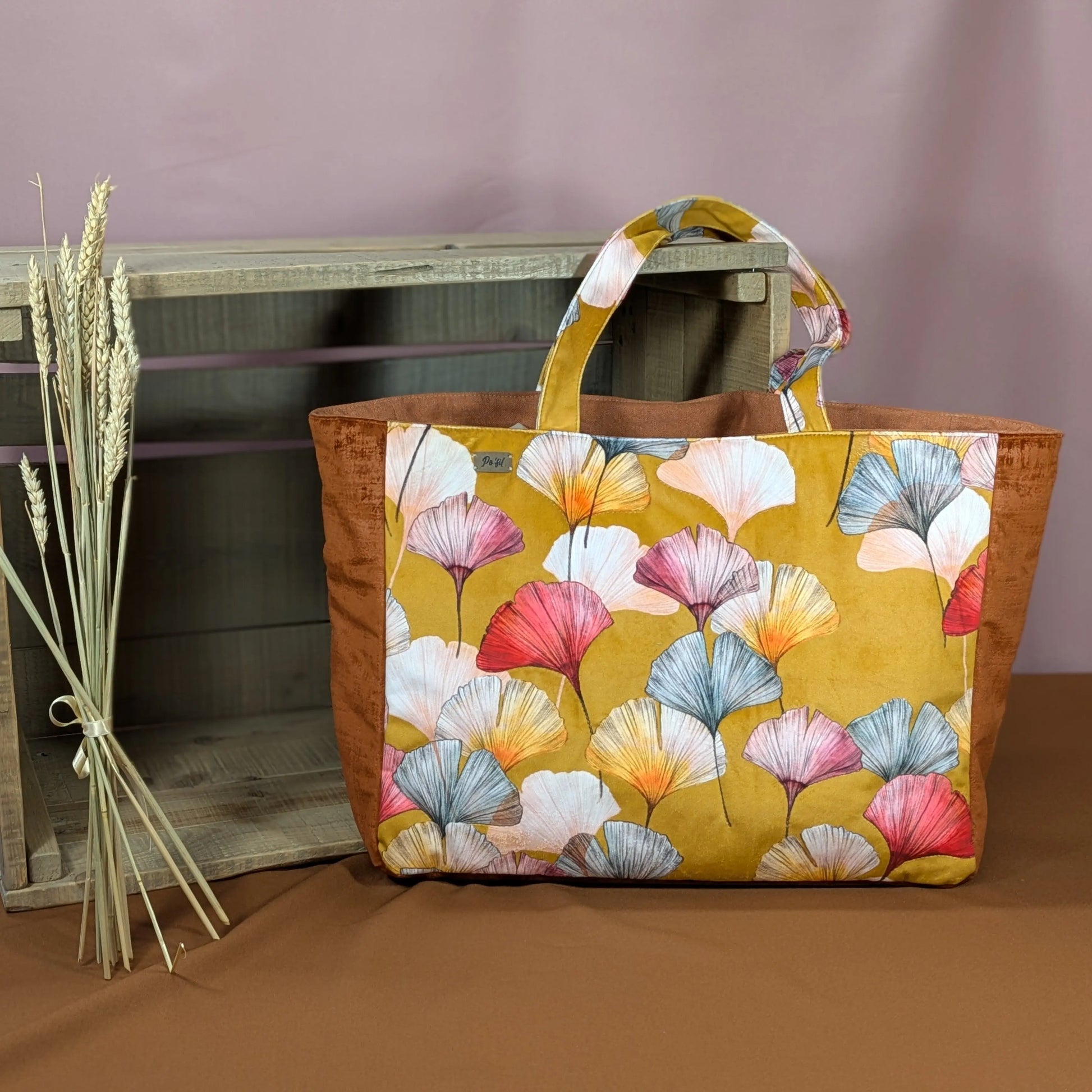 Sac cabas matelassé, tissu velours ras Céline Po'fil