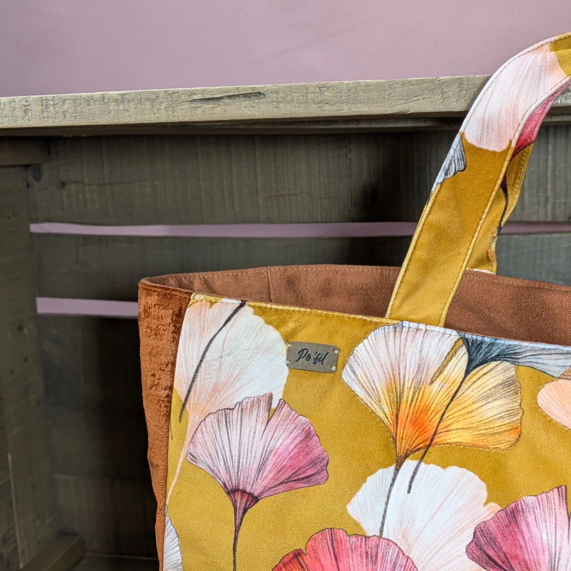 Sac cabas matelassé, tissu velours ras Céline Po'fil