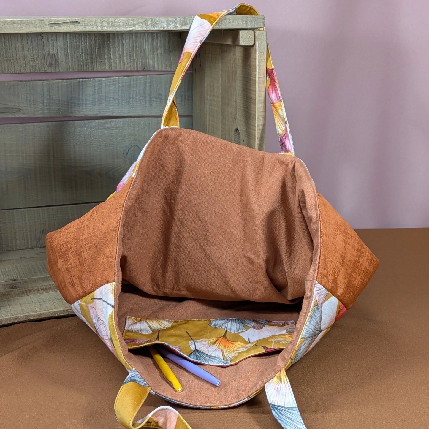 Sac cabas matelassé, tissu velours ras Céline Po'fil