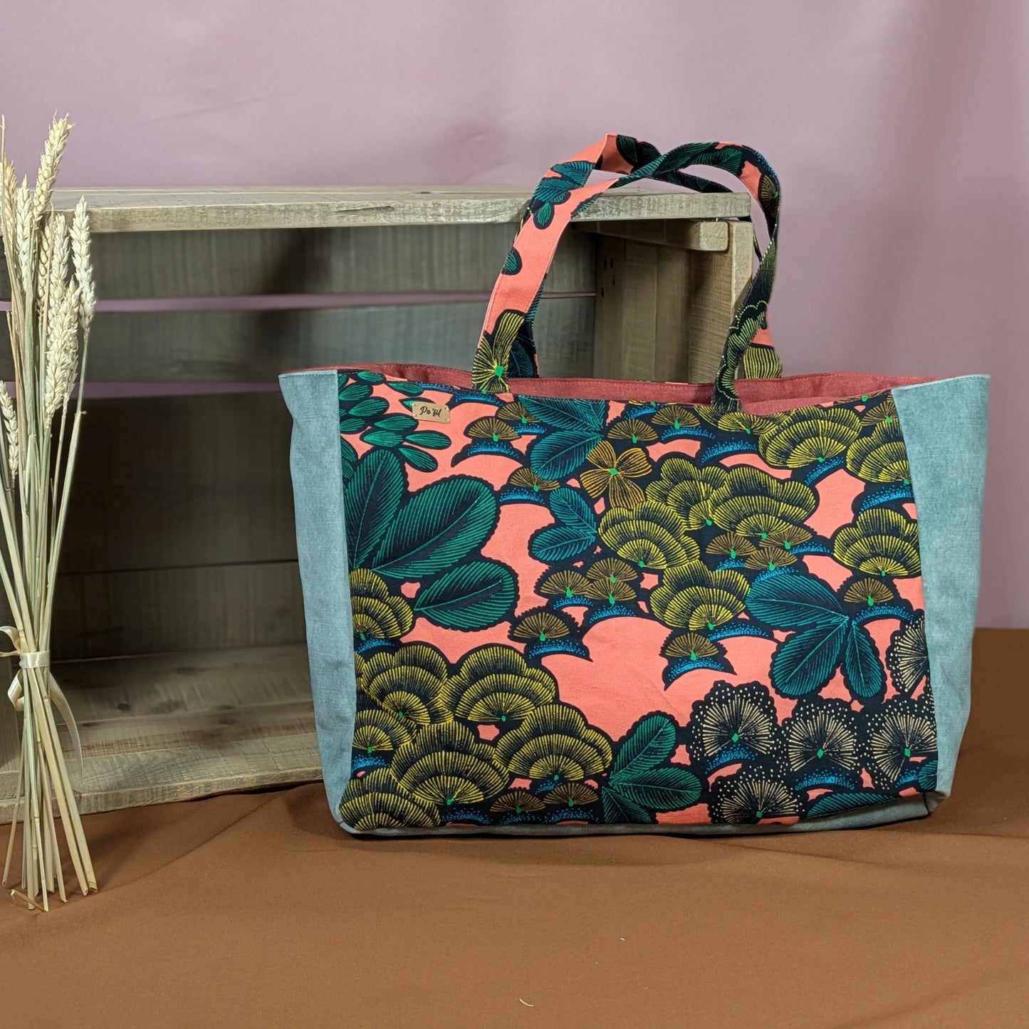 Sac cabas matelassé, tissu Kew gardens Grand Po'fil