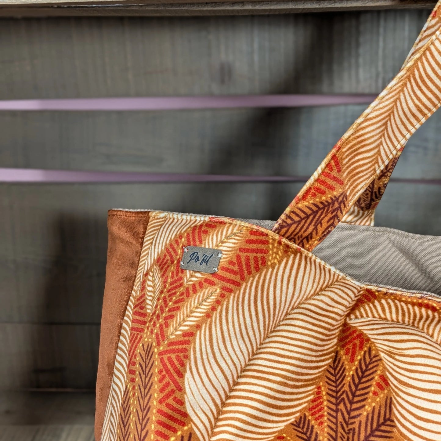 Sac cabas matelassé, tissu velours ras Sintra Po'fil