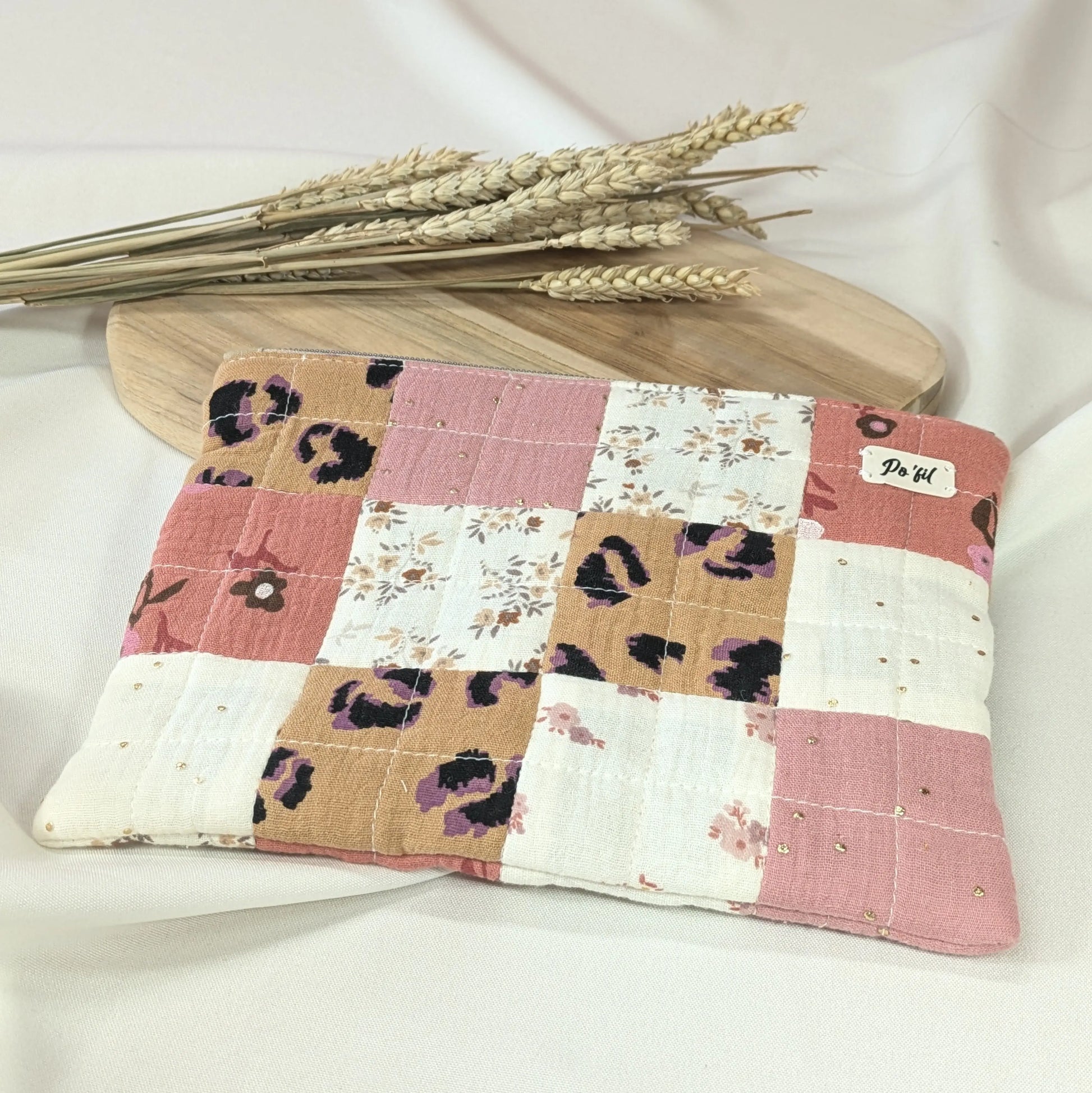 Pochette plate upcyclée double gaze Po'fil