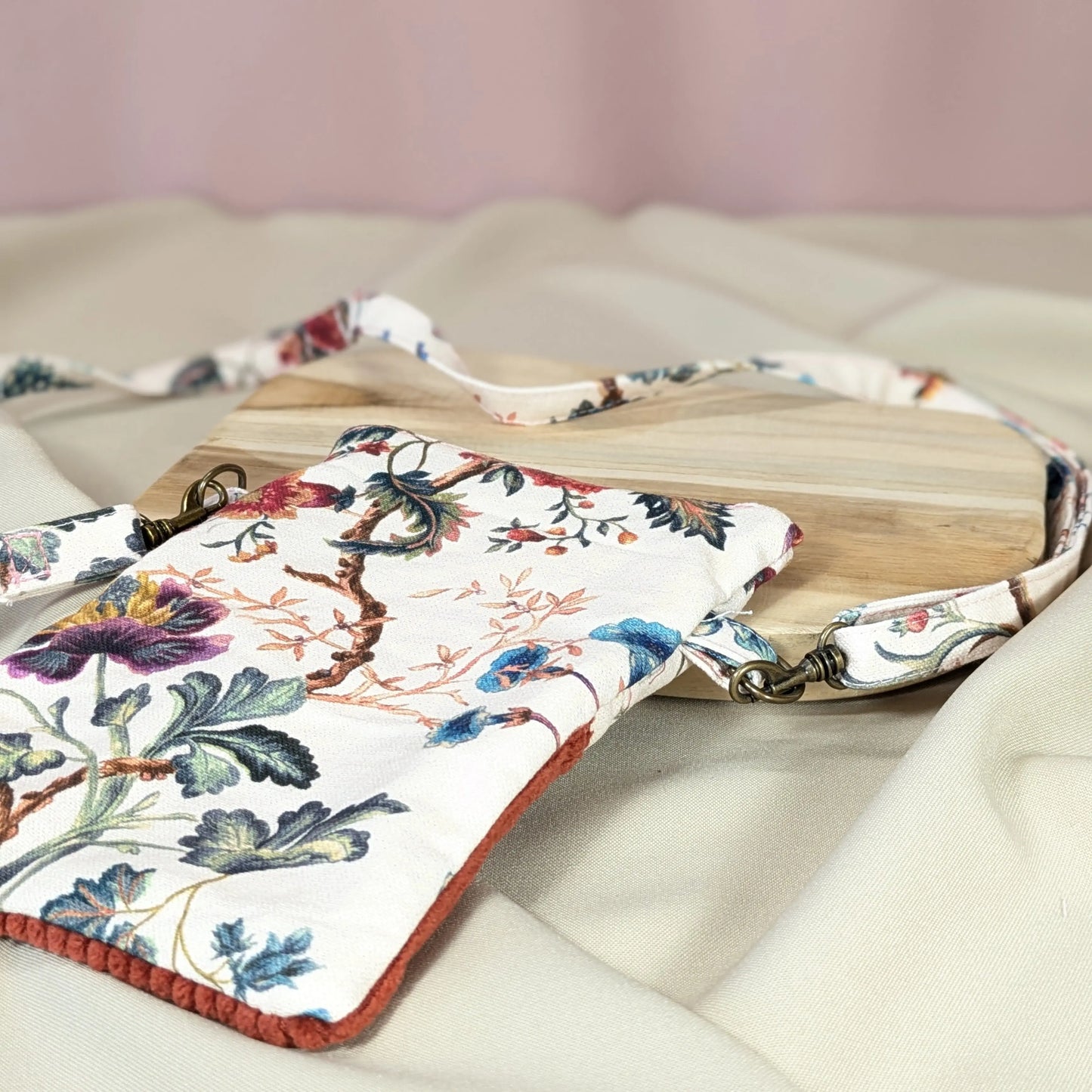 Pochette téléphone velours brique Po'fil