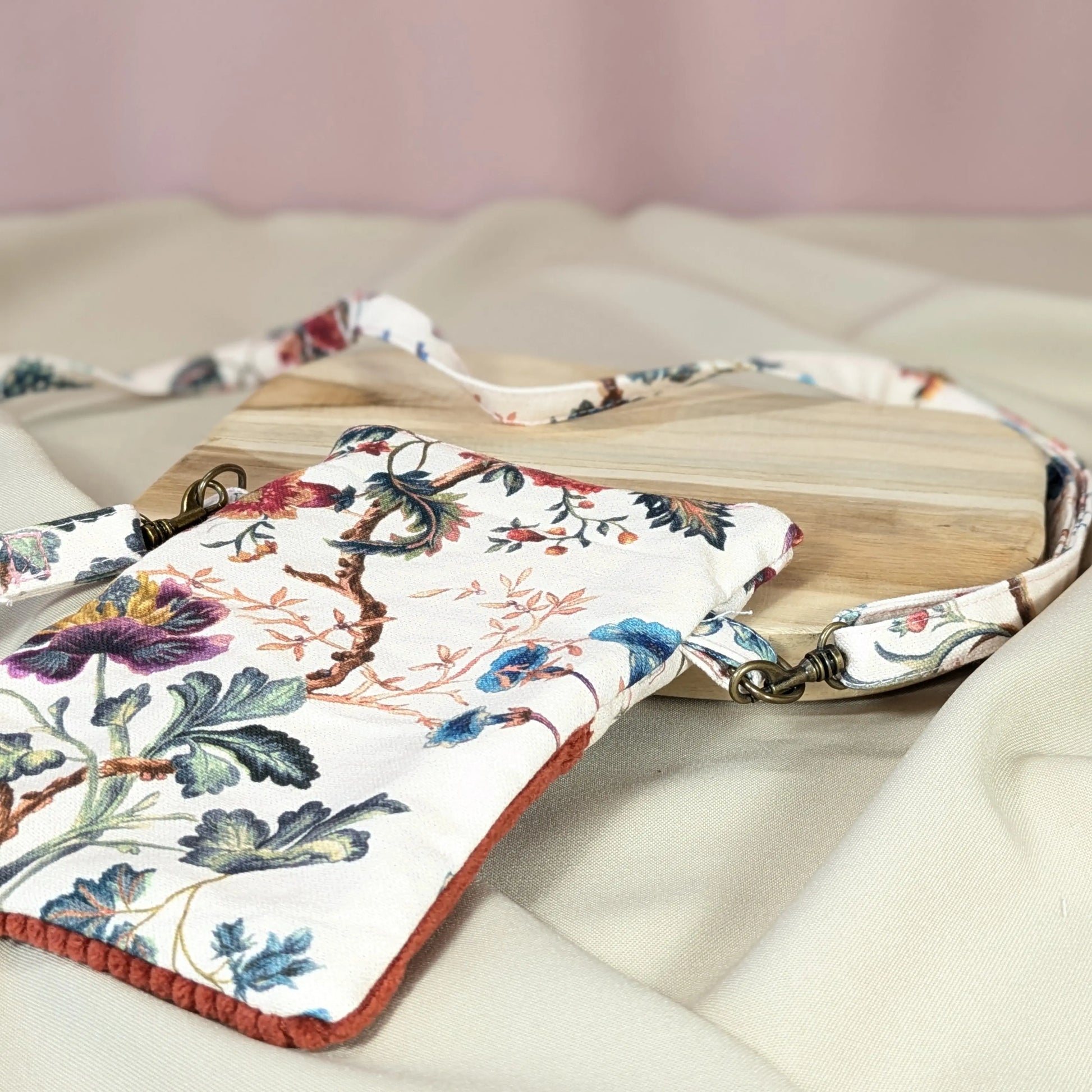 Pochette téléphone velours brique Po'fil