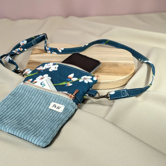 Pochette téléphone velours menthe Po'fil