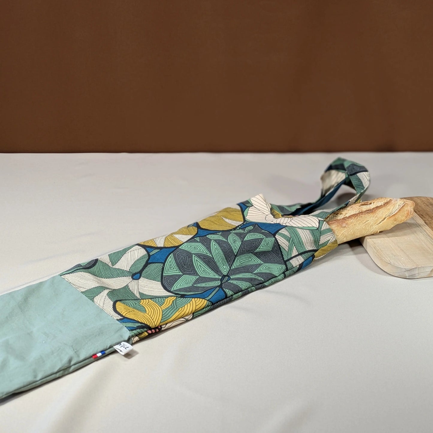 Sac à pain "format baguette", Tissu Idris fond océan Po'fil