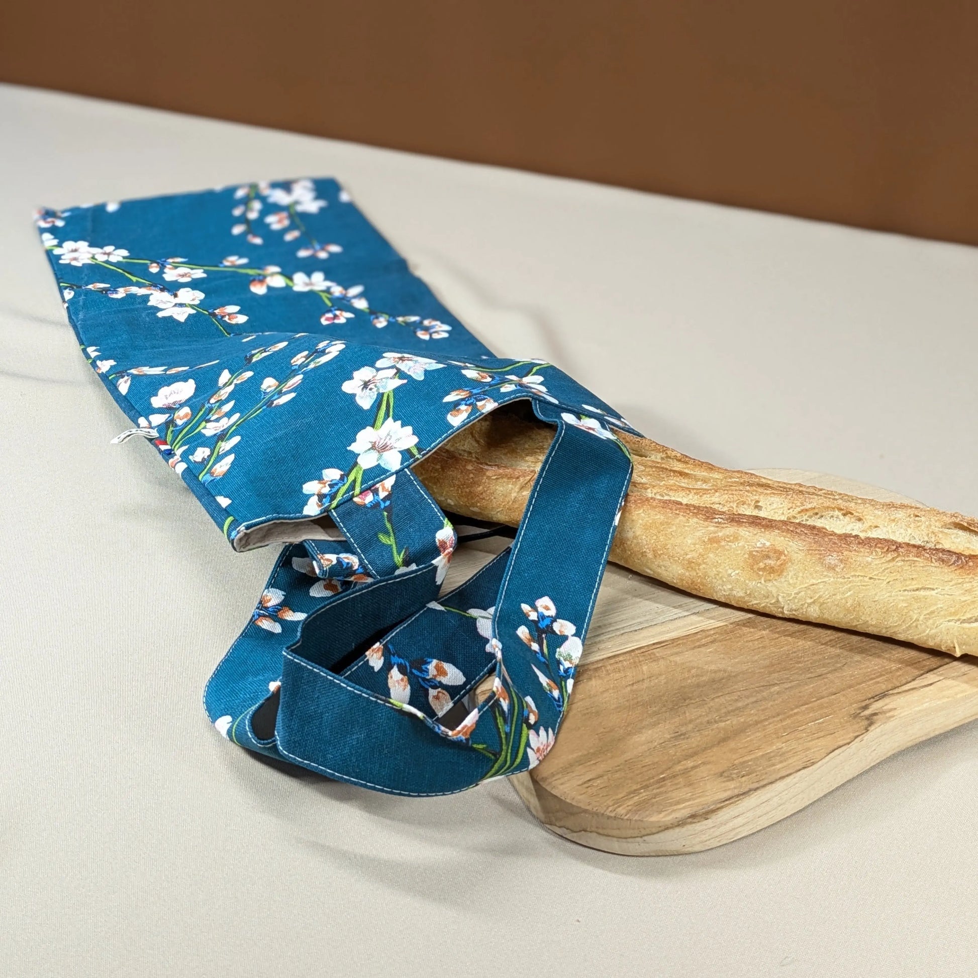 Sac à pain "format baguette", Tissu Fleurs de cerisiers Po'fil
