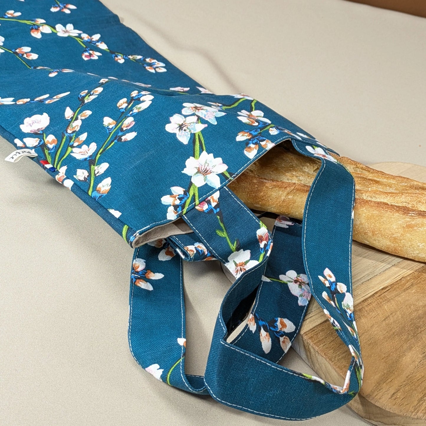 Sac à pain "format baguette", Tissu Fleurs de cerisiers Po'fil