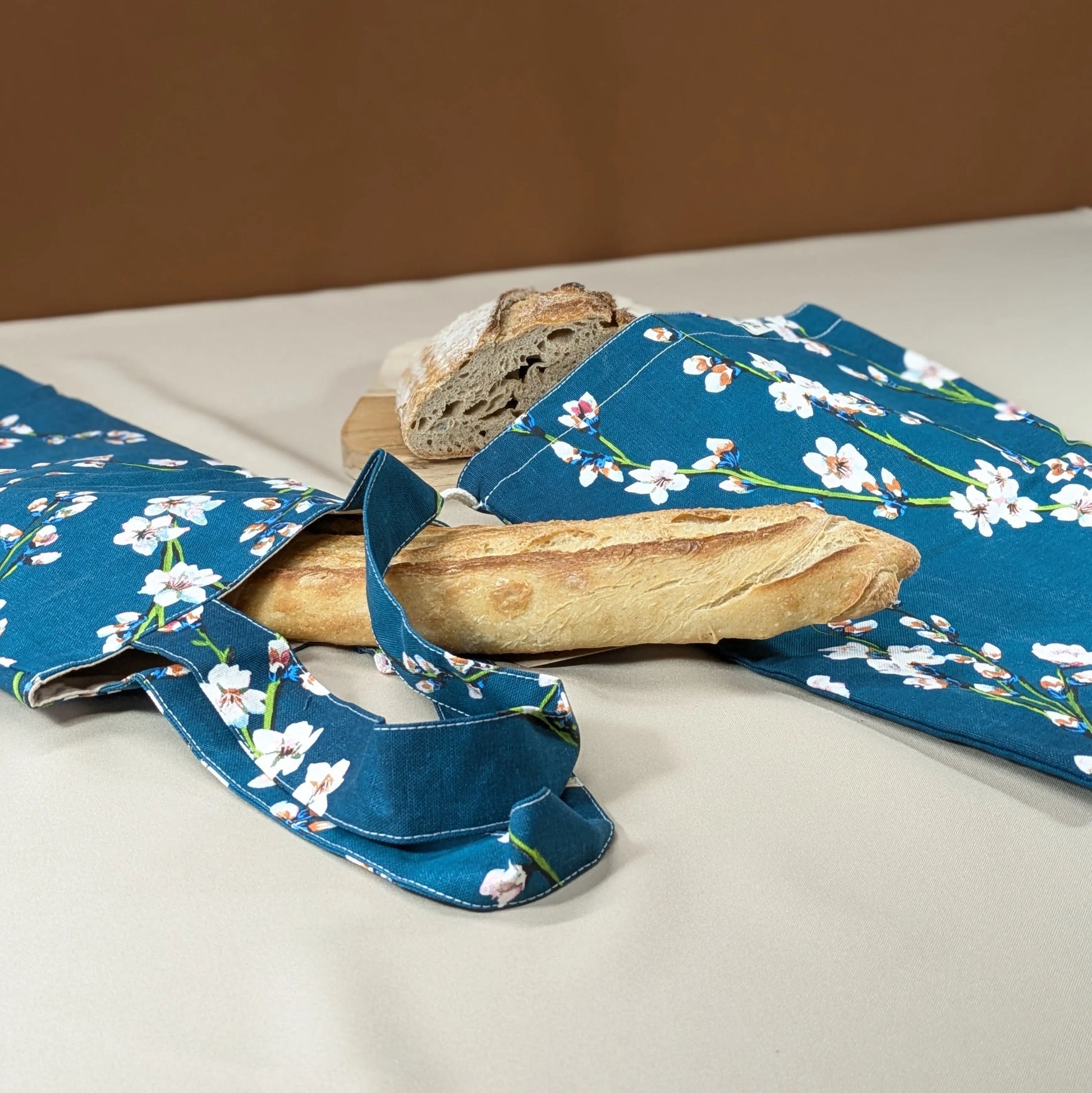 Sac à pain "format baguette", Tissu Fleurs de cerisiers Po'fil