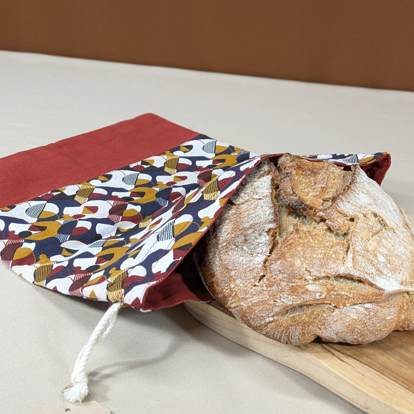 Sac à pain "format pain rond ou viennoiseries", Tissu Miklos Po'fil