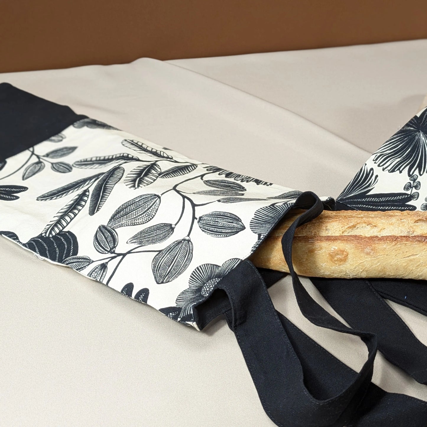 Sac à pain "format baguette", Tissu Orphée fond vanille Po'fil