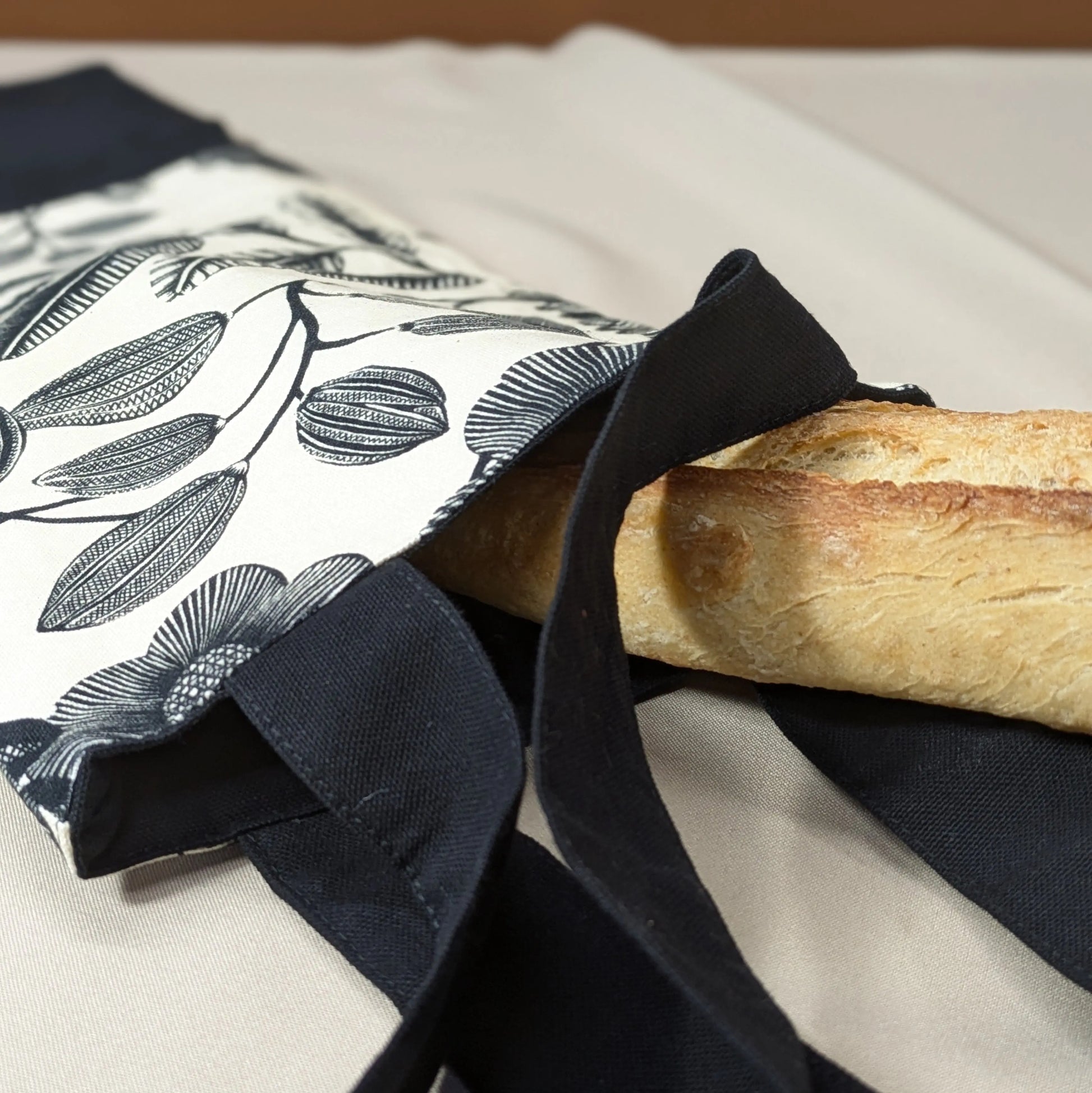 Sac à pain "format baguette", Tissu Orphée fond vanille Po'fil