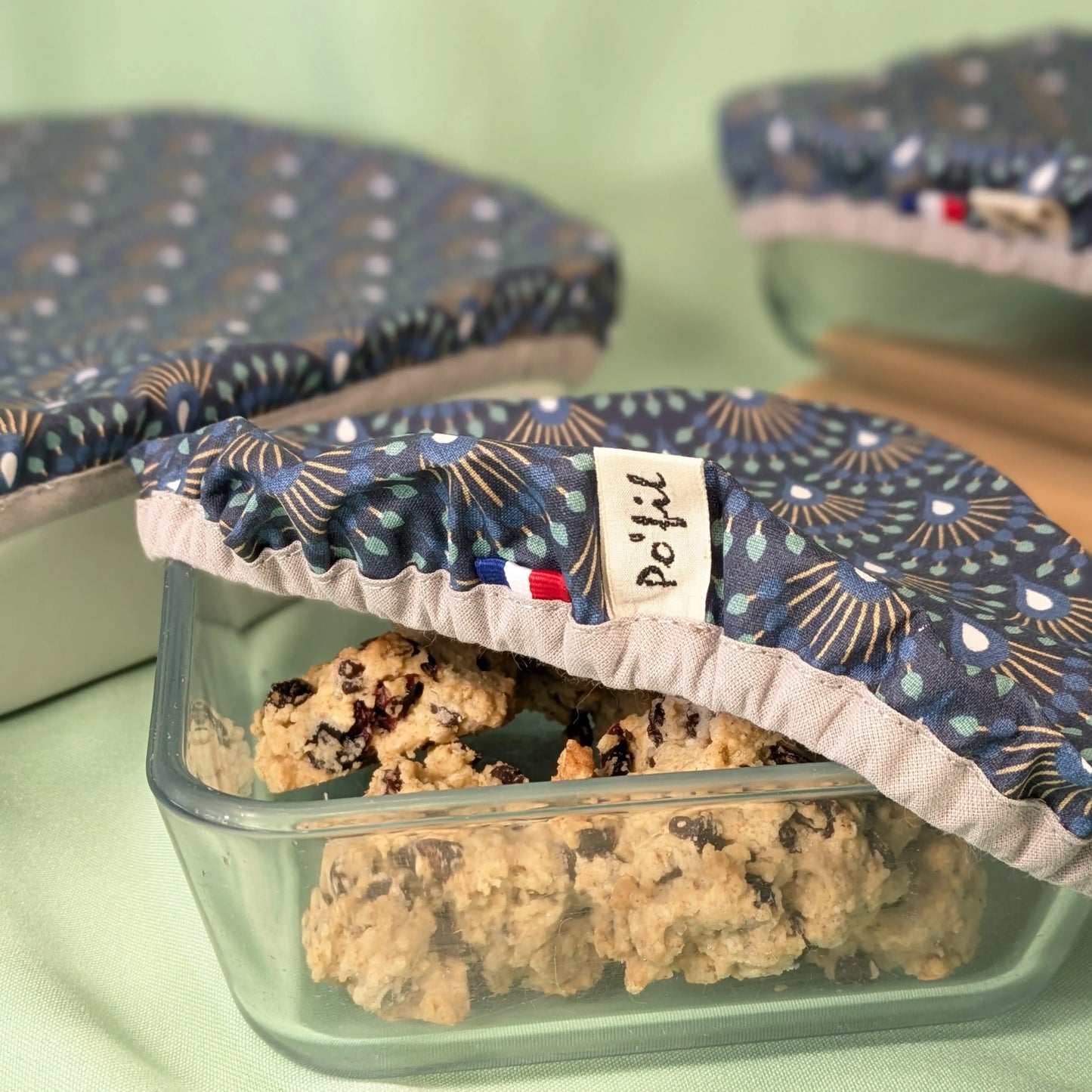 Couvre plat, tissu Ginza minuit Po'fil