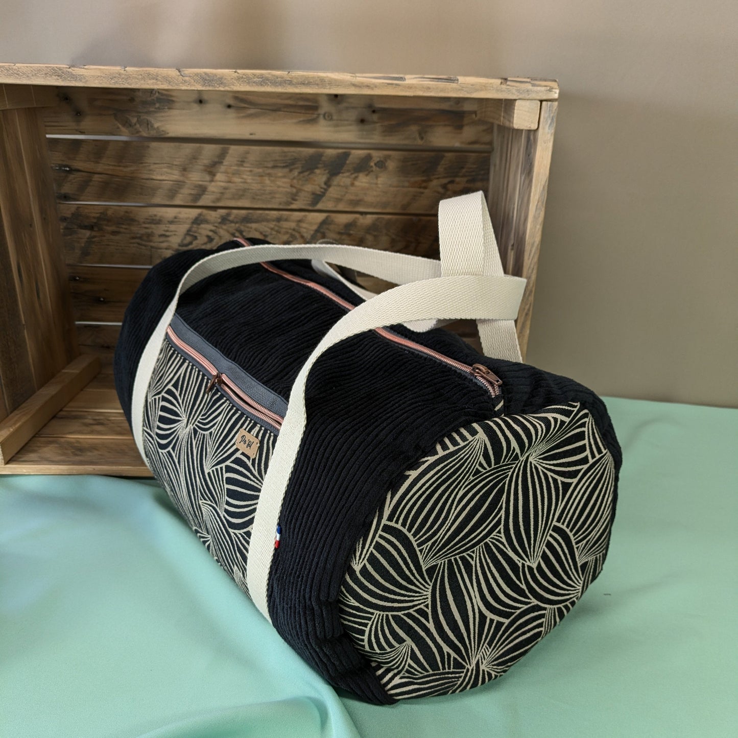 Sac polochon en velours côtelé noir Po'fil