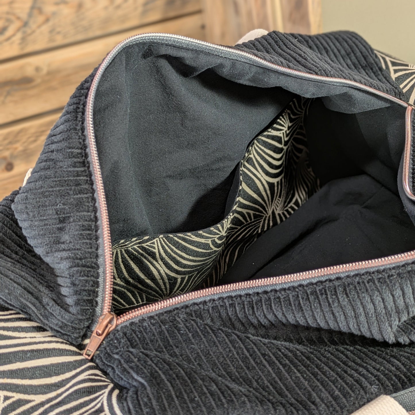 Sac polochon en velours côtelé noir Po'fil