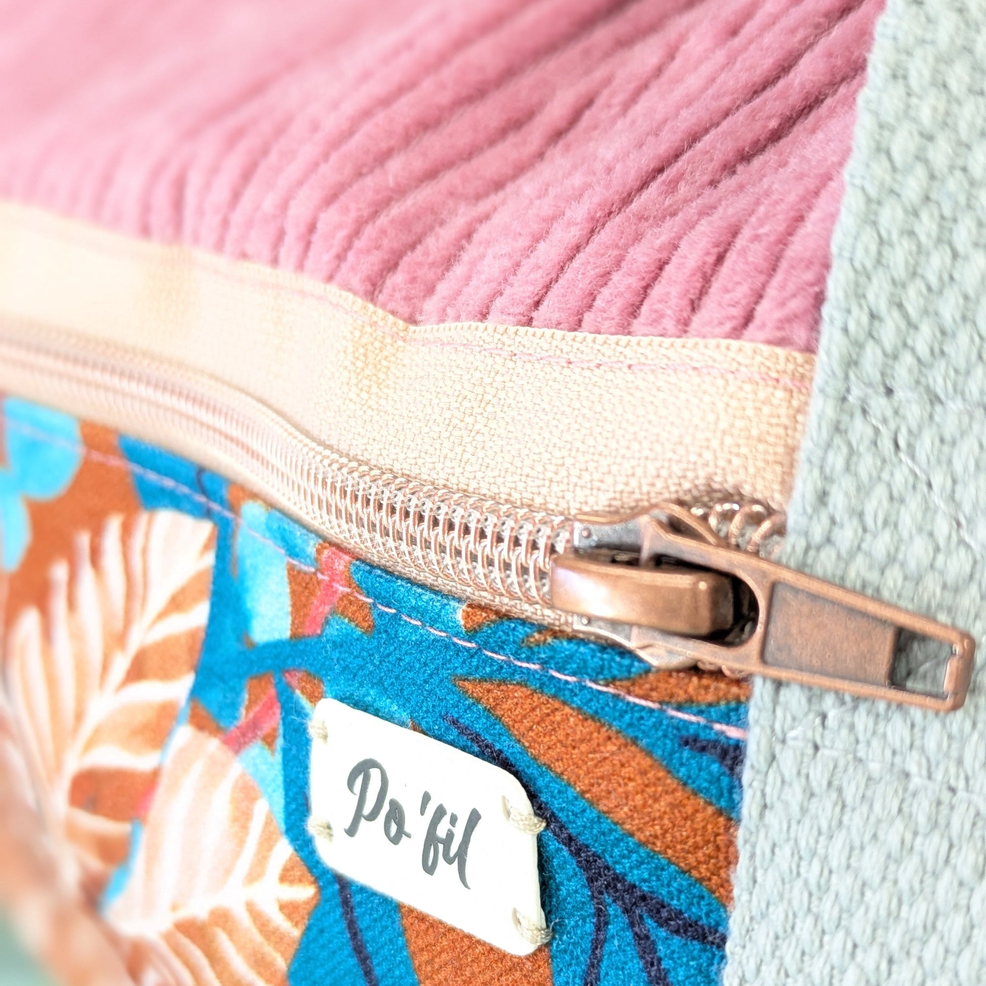 Sac polochon en velours côtelé vieux rose Po'fil