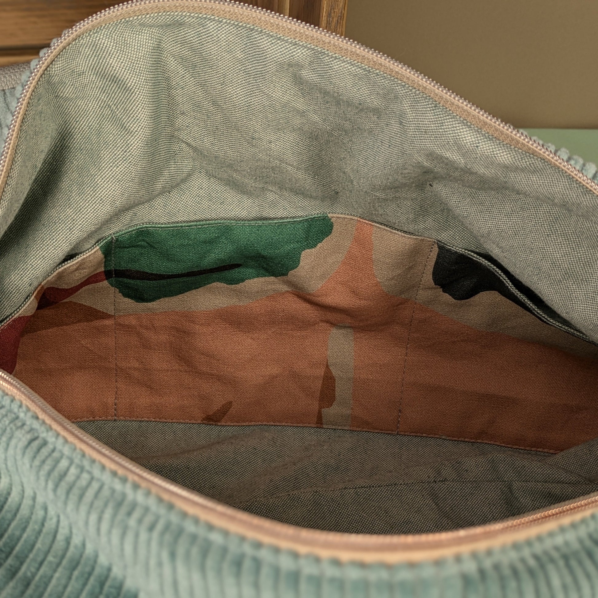 Sac polochon en velours côtelé menthe Po'fil