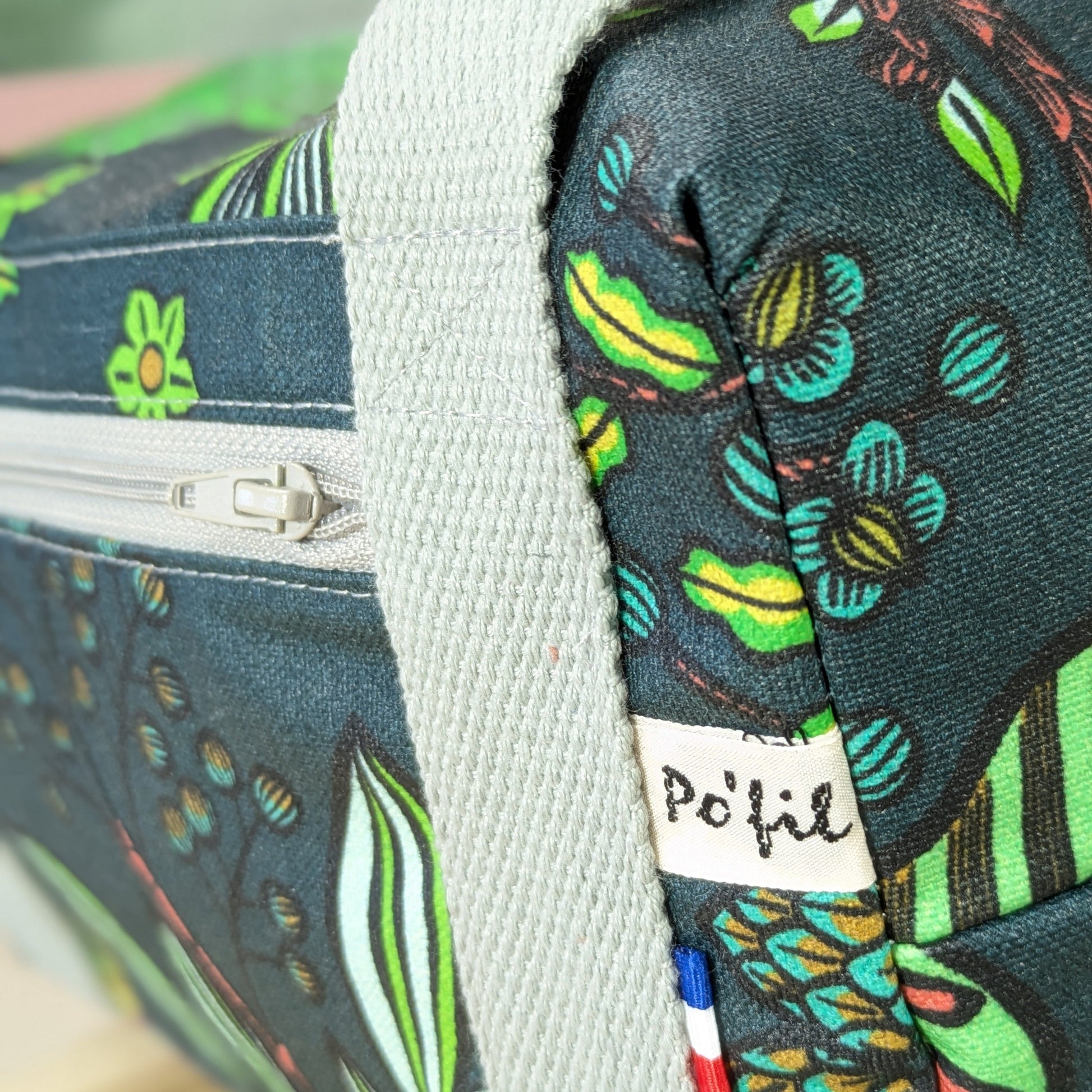 Lunch bag isotherme, tissu Bibi fond vert Po'fil