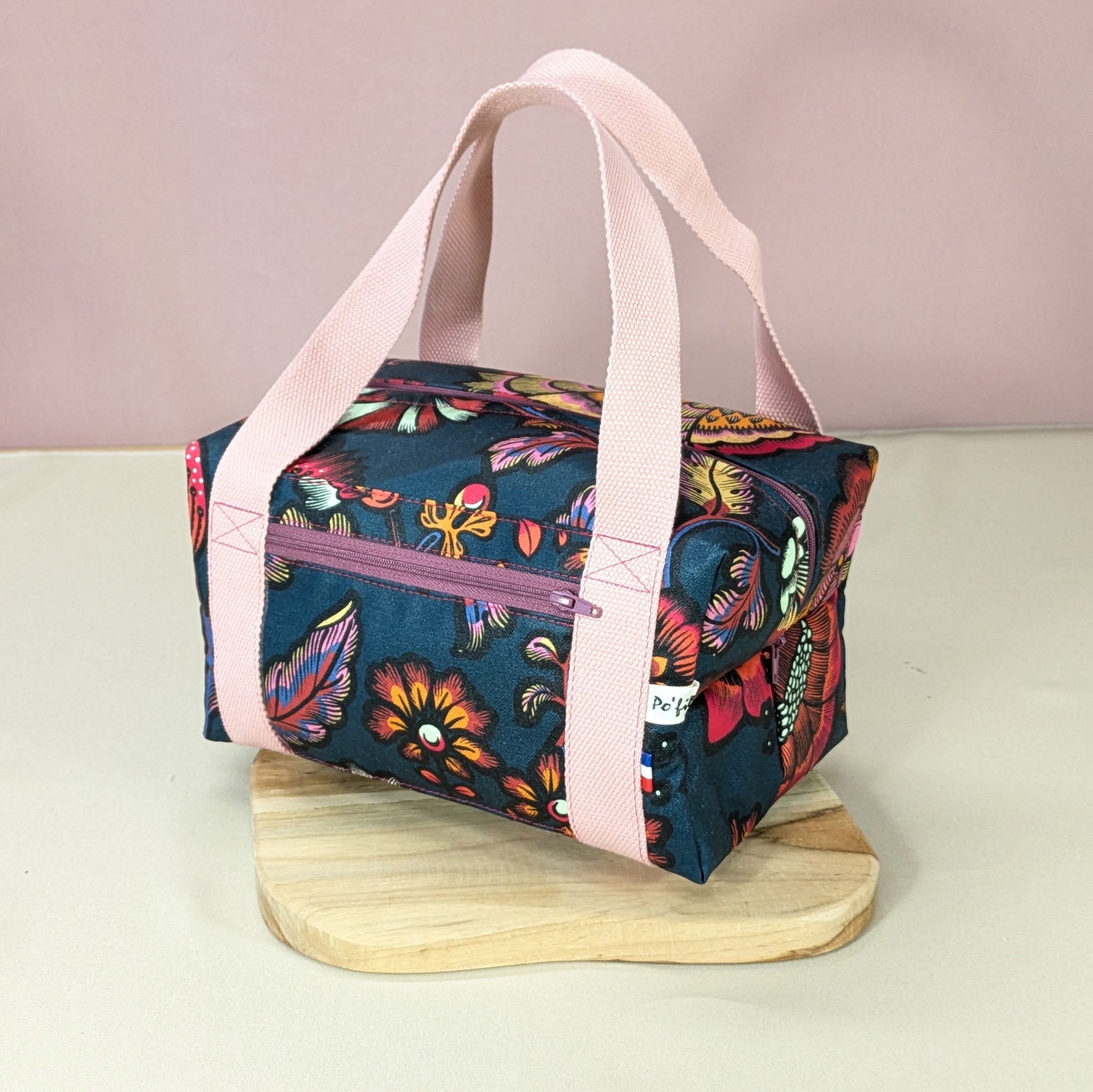 Lunch bag isotherme, tissu Indienne fond bleu Po'fil