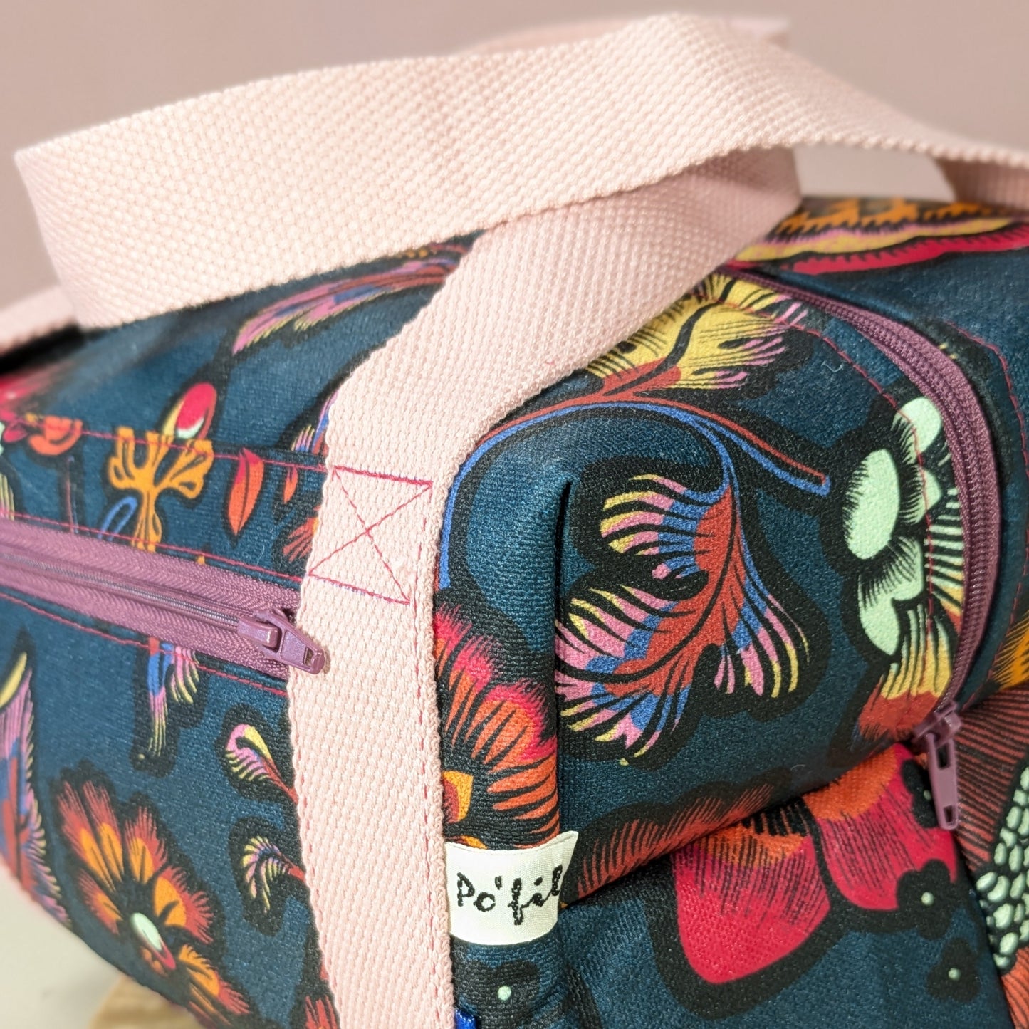 Lunch bag isotherme, tissu Indienne fond bleu Po'fil