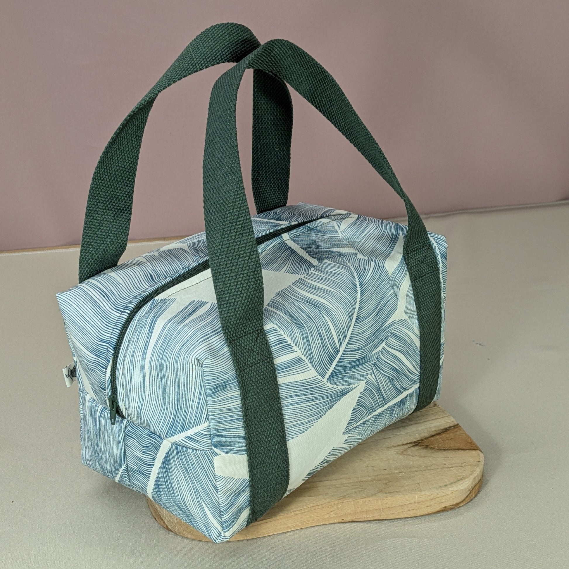 Lunch bag isotherme, tissu Palme Indiana fond blanc Po'fil